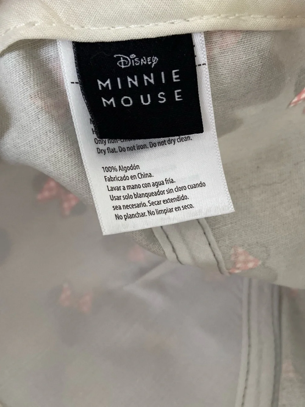 Disney Minnie Mouse Light Gray Cap with Pink Bow Motif